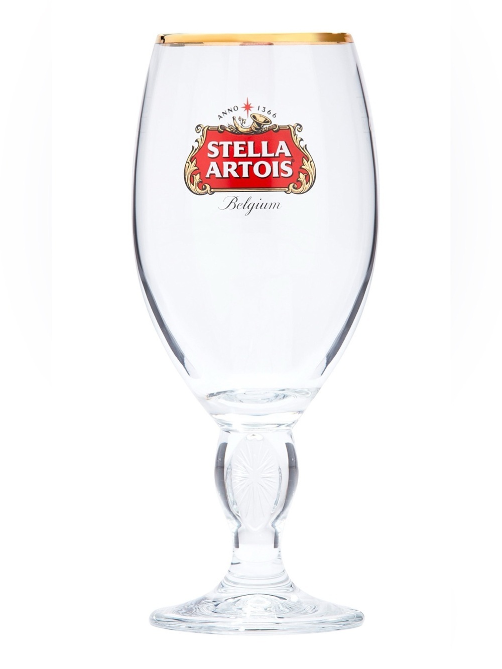 Stella Artois Set of 2 Traditional Gold Rimmed Chalice Beer Glasses - NIB